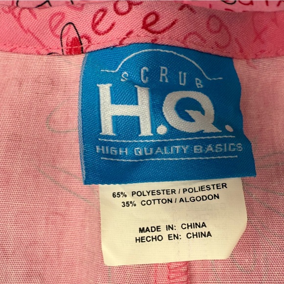 NWT Scrub HQ Top Large Pink  Hearts & Flowers Cotton Scrubs Nurse Uniform Floral - Picture 6 of 6